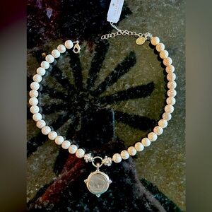 White turquoise and Silver Necklace with Buffalo Nickel Pendant